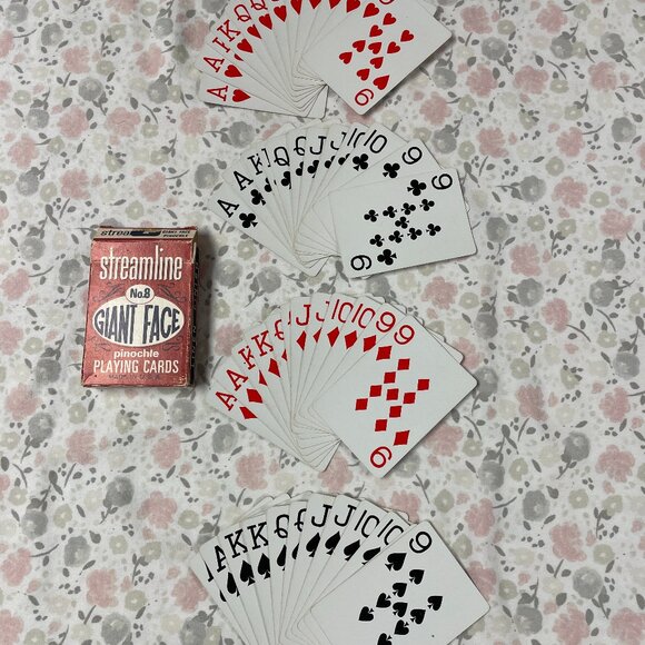 Used Set of Streamline Pinochle Playing Cards - Arco Brand - Giant Face -Vintage - Picture 5 of 11